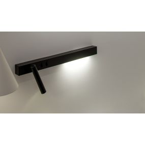 VK Lighting Bar - applique murale avec liseuse à gauche - 30 x 17 x 5 cm - 3W + 6W LED inclus - noir