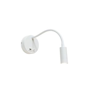 Artdelight Flex-USB - applique murale avec interrupteur et port USB - Ø 11 x 34 cm - 3W LED inclus - blanc