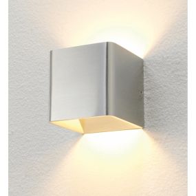 Artdelight Fulda - applique murale - 10 x 10 x 10 cm - 6W LED dimmable inclus - aluminium brossé