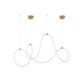 Nova Luce Cerelia - lampe suspendue - 150 x 60 x 120 cm - 57W dimmable LED inclus - laiton doré et blanc