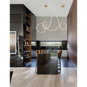 Nova Luce Cerelia - lampe suspendue - 150 x 60 x 120 cm - 57W dimmable LED inclus - laiton doré et blanc