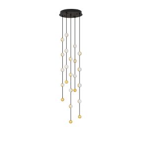 Nova Luce Alcinoe - lampe suspendue - Ø 38 x 200 cm - 64W dimmable LED inclus - noir mat et or