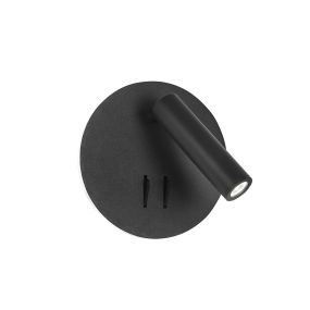 Nova Luce Penor - applique murale avec interrupteur - Ø 14 x 5,7 cm - 9W LED inclus - noir sable