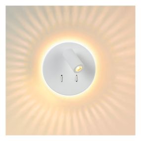 Lucide Bentjer - applique murale -Ø 14 x 10,5 cm - 6W + 3W LED inclus - blanc