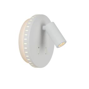 Lucide Bentjer - applique murale -Ø 14 x 10,5 cm - 6W + 3W LED inclus - blanc