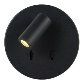 Lucide Bentjer - applique murale -Ø 14 x 10,5 cm - 6W + 3W LED inclus - noir