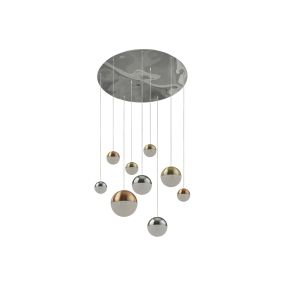 Searchlight Planets - lampe suspendue - Ø 60 x 153 cm - 9 x 7W LED dimmable inclus - multicolore
