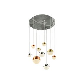 Searchlight Planets - lampe suspendue - Ø 60 x 153 cm - 9 x 7W LED dimmable inclus - multicolore