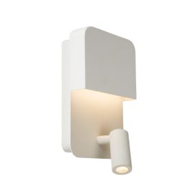 Lucide Boxer - applique murale avec port USB et interrupteur - 13 x 10 x 24 cm - 5W + 3W LED inclus - blanc