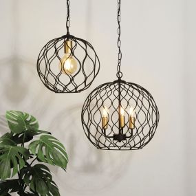 Searchlight Finesse - lampe suspendue - Ø 31,5 x 85 cm - noir mat
