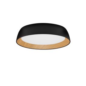 Nova Luce Sigi - plafonnier - Ø 45 x 10 cm - 40W dimmable LED inclus - noir sablé et bois