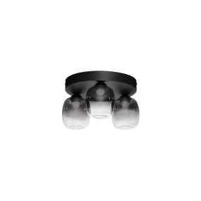 Nova Luce Kita - plafonnier - Ø 36 x 21 cm - 16W LED inclus - noir sablé et verre fumé