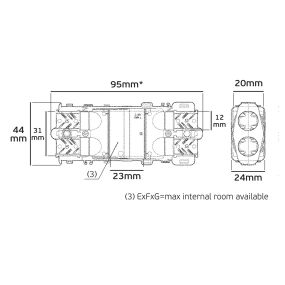 VK Lighting boîte de jonction étanche tripolaire 2 entrées / 2 sorties - IP68