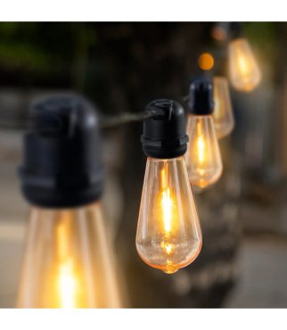 New Garden ST64 LED  - Ø 6,3 x 14 cm - E27 - lot de 10 ampoules LED - 1,5W non dimmable - 1800K - ambre