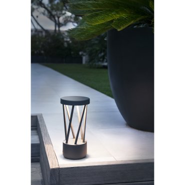 Faro Twist - lampe de jardin - Ø 14,5 x 30 cm - 10W LED inclus - IP65 - gris foncé