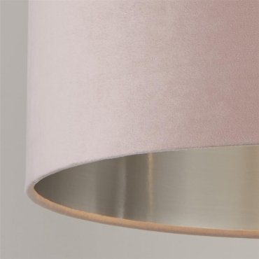 Searchlight Velvet Drum - abat-jour - Ø 38 x 22 cm - rose et argent