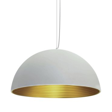ONE Light Bowl Shade Pendant - lampe suspendue - Ø 60 x 190 cm - blanc et laiton