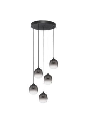 Nova Luce Kita - lampe suspendue - Ø 43 x 150 cm - 28W LED inclus - noir sablé et verre fumé
