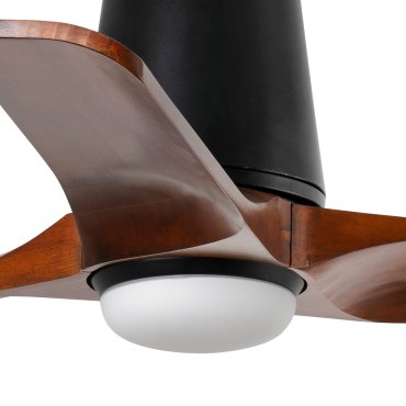 Faro Heywood Tub S - ventilateur de plafond avec lumière - Ø 90 - noir mat et noyer