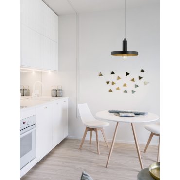 Nova Luce Garni - lampe suspendue - Ø 25 x 120 cm - noir et or