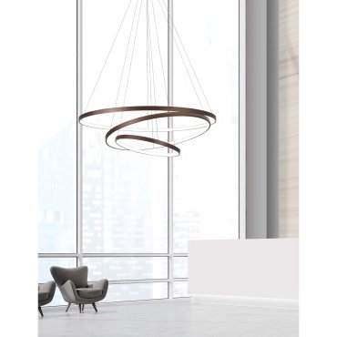 Nova Luce Ferrol - lampe suspendue - Ø 80 x 150 cm - 111W LED dimmable inclus - brun café