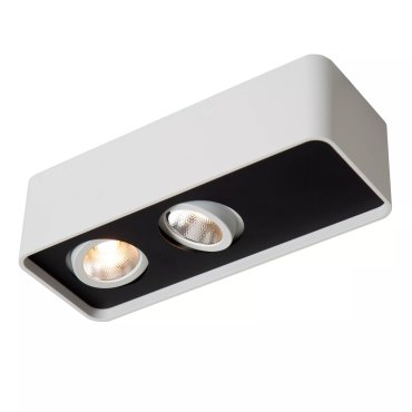 Lucide Angular - spot de plafond - 18 x 7 x 5 cm - 2x 6W LED dimmable inclus - blanc avec noir
