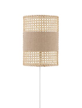 Nova Luce Lum - applique murale - 20,5 x 29 x 11 cm - rotin naturel, brun et blanc