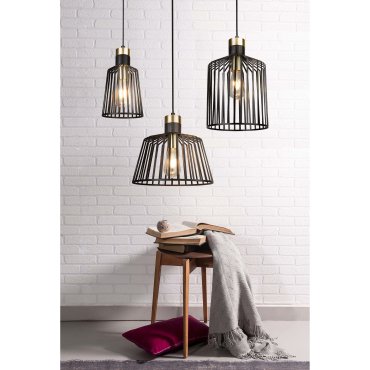 Searchlight Bird Cage - lampe suspendue - Ø 16 x 150 cm - noir mat