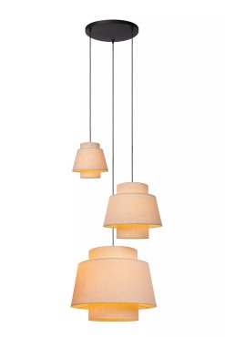 Lucide Tribute 3L - lampe suspendue - Ø 76 x 350 cm - beige