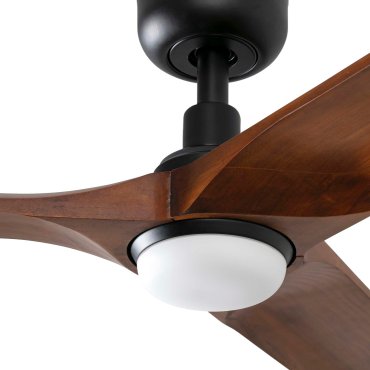 Faro Heywood L - ventilateur de plafond avec lumière - Ø 132 cm - noir mat et noyer foncé
