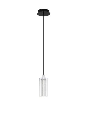 Nova Luce Lune - lampe suspendue - Ø 14 x 210 cm - 9W dimmable LED inclus - noir sable et chrome