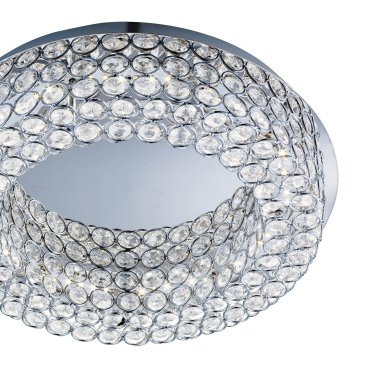 Searchlight Vesta - plafonnier - Ø 39,5 x 10 cm - 22W LED dimmable inclus - chrome