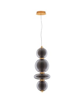 Nova Luce Navi - lampe suspendue - 17 x 22 x 200 cm - 20W LED inclus - laiton doré et gris fumée