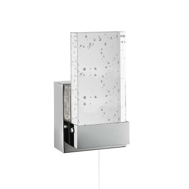 Searchlight Bathroom - applique murale avec interrupteur à tirette - 10 x 17 cm - 4,5W LED incl. - IP44 - chrome