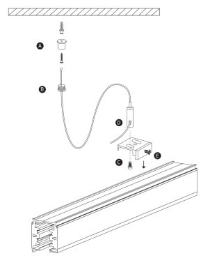 Kit de suspension de rail réglable ONE Light - 2 mètres - blanc