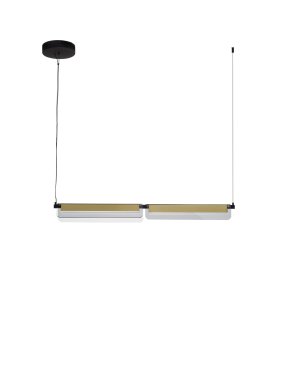 Nova Luce Apnea - lampe suspendue - 93 x 160 x 7 cm - 20W dimmable LED inclus - noir sablé, or et gris