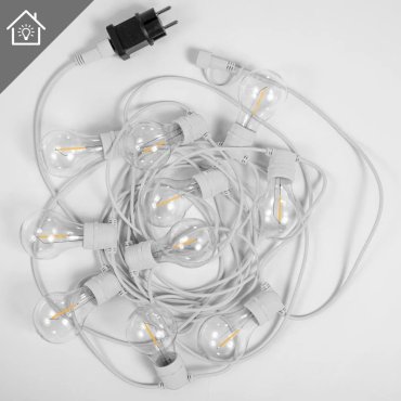 New Garden Allegra - guirlande lumineuse solaire - guirlande de 8m dont 3m de cordon - 10 ampoules LED incluses - IP44 - blanc