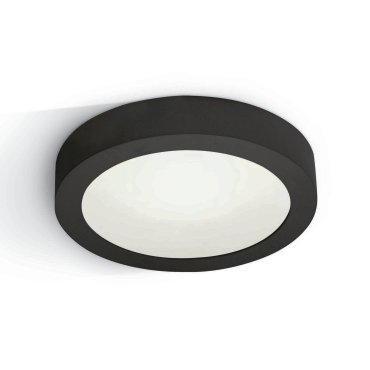 ONE Light LED Plafo Round - plafonnier - Ø 24 x 3,9 cm - 16W LED inclus - noir - couleur de lumière blanche