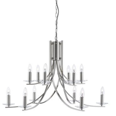 Searchlight Ascona - lustre - Ø 88 x 262 cm - argent satiné