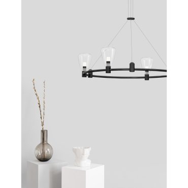 Nova Luce Dion - structure circulaire magnétique - Ø 60 x 120 cm - 60W LED inclus - noir sable