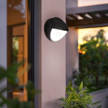 Century Italia Aura - Applique d'extérieur solaire avec capteur - Ø 20 x 9,7 cm - 5W LED inclus - IP54 - noir