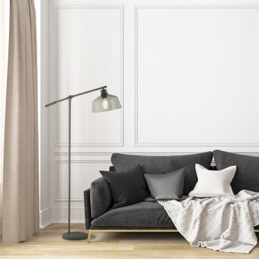 Searchlight Canterbury - lampadaire - 82 x 164 cm - gris et transparent
