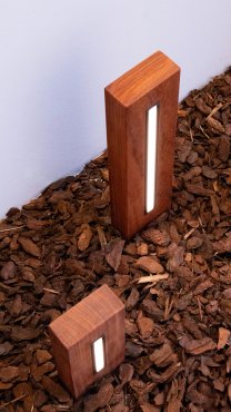 Roi Du Luminaire Padouk Line S - borne jardin - 4 × 8,8 × 35 cm + pied 15 cm - 2,4W dimmable LED inclus - IP65 - padouk