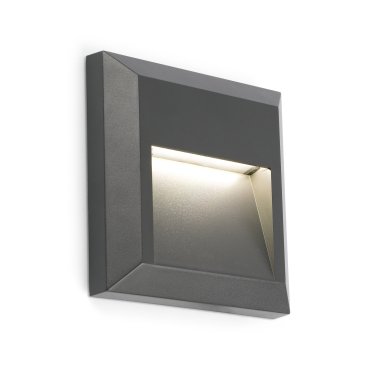 Faro Grant - applique murale - 12,5 x 2,5 x 12,5 cm - 1W LED inclus - IP65 - gris foncé