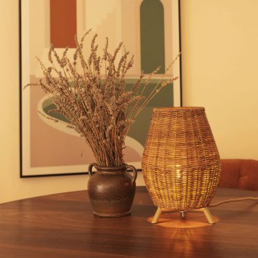 New Garden Saona - lampe de table - Ø 22,5 x 32,5 cm - rotin