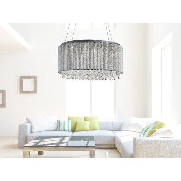 Searchlight Beatty - lampe suspendue - Ø 41 x 142 cm - chrome et transparent