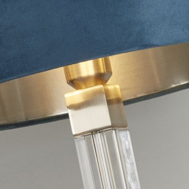 Searchlight Scarborough - lampe à poser - Ø 38 x 67 cm - nickel satiné, argent et bleu-vert