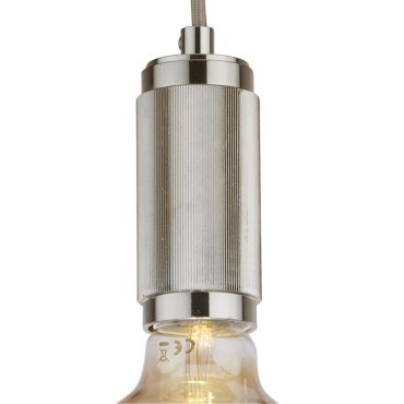 Searchlight - lampe suspendue - Ø 10 x 300 cm - argent satiné et noir