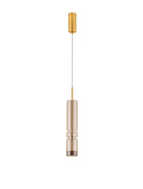 Nova Luce Bento - lampe suspendue - Ø 8 x 180 cm - 12W LED inclus - laiton doré et verre cognac