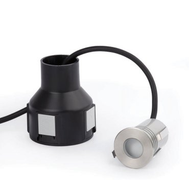 Faro Crosby - spot rond pour l'extérieur - Ø 55 mm, Ø 80 mm à encastrer - 2W LED inclus - IP67 - acier inoxydable satiné